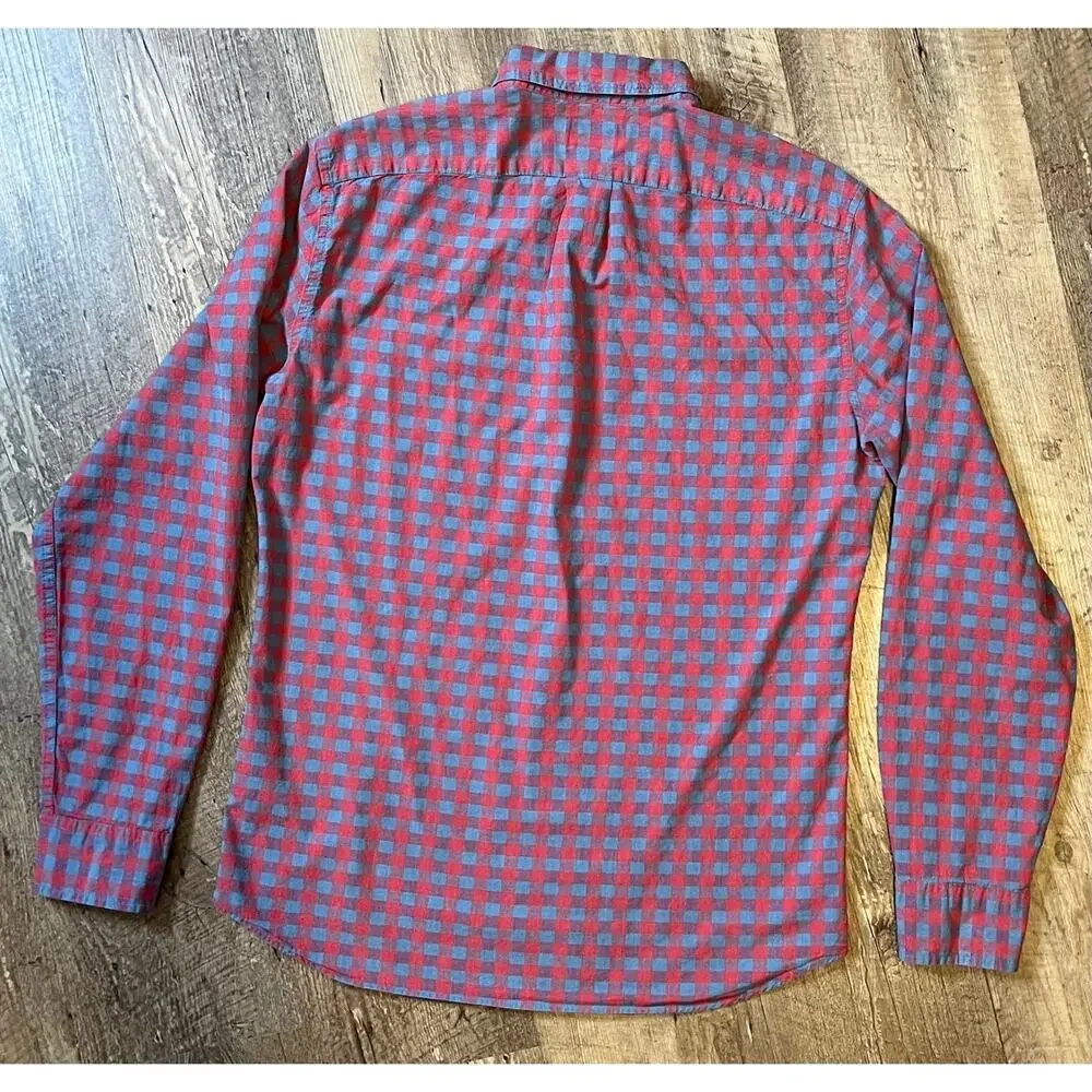 J.Crew Secret Wash Slim Fit Red Blue Gingham Shirt Men's M